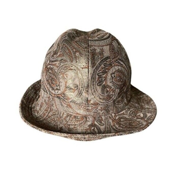 Vintage 80's Frank Olive for Neiman Marcus Paisley Hat Suede Feeling Fabric - Picture 1 of 11